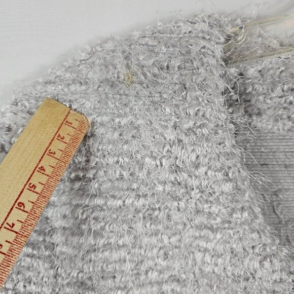 Artex Womens M Sweater Eyelash Fuzzy Soft Pullover Grey Silver Comfy Casual - Picture 2 of 16
